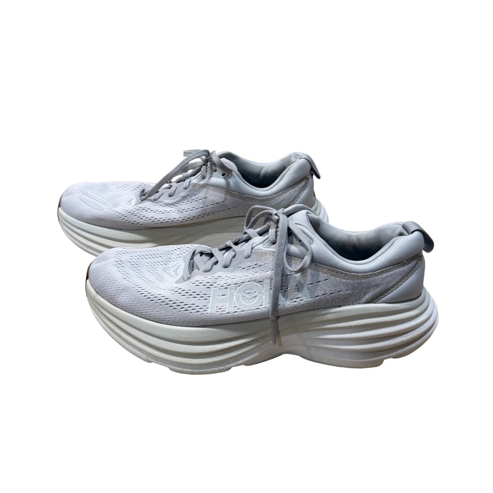 Hoka One One Women's White Light Gray Platform Sneakers